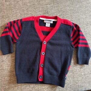 Kitestrings by Hartstrings Boy Cardigan Navy Red Stripe 12M